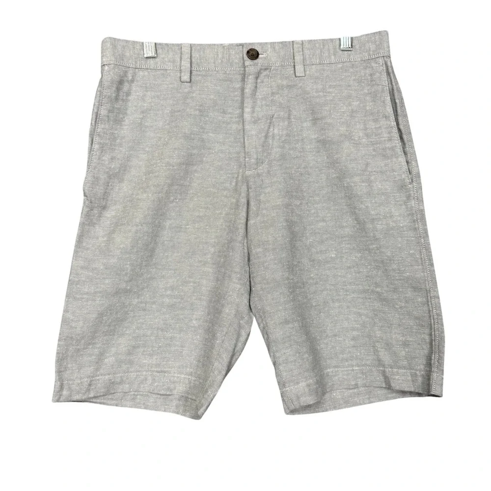Banana Republic Shorts Mens 31 Fits 34 Gray Linen Cotton‎ Blend Slub City Preppy
